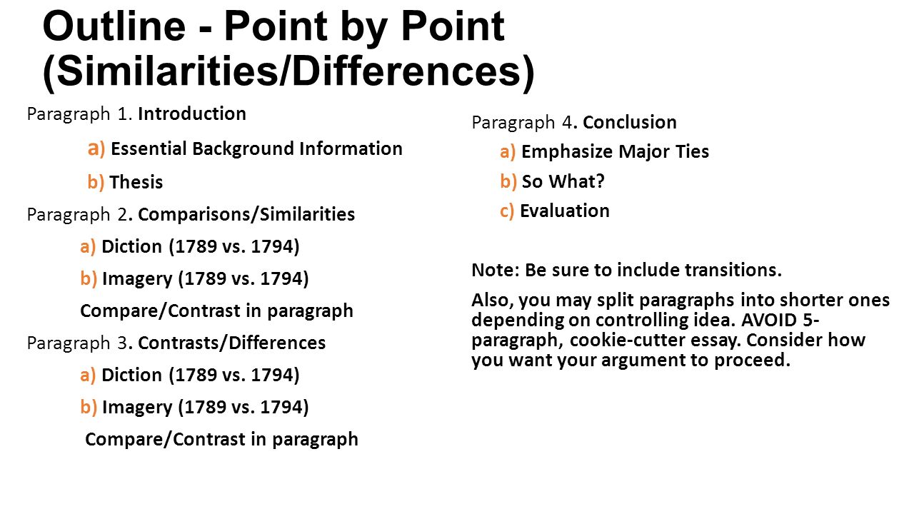 Comparing and contrasting essays point by point